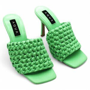 Aqua Women S Katy Woven Low Heel Slide Sandals